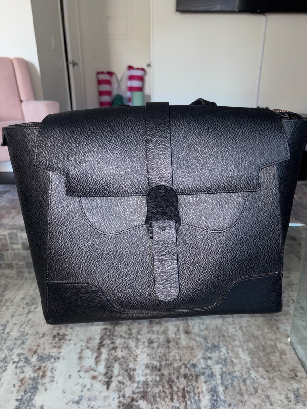 SENREVE MAESTRA Black Leather laptop convertible backpack bag